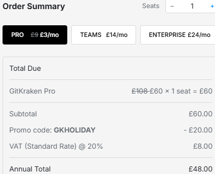 AndyInv's tweet photo. @GitKraken Just checking.. is my calculator faulty? 3x12 isn't 60.. is it? https://t.co/PLej9deUIK