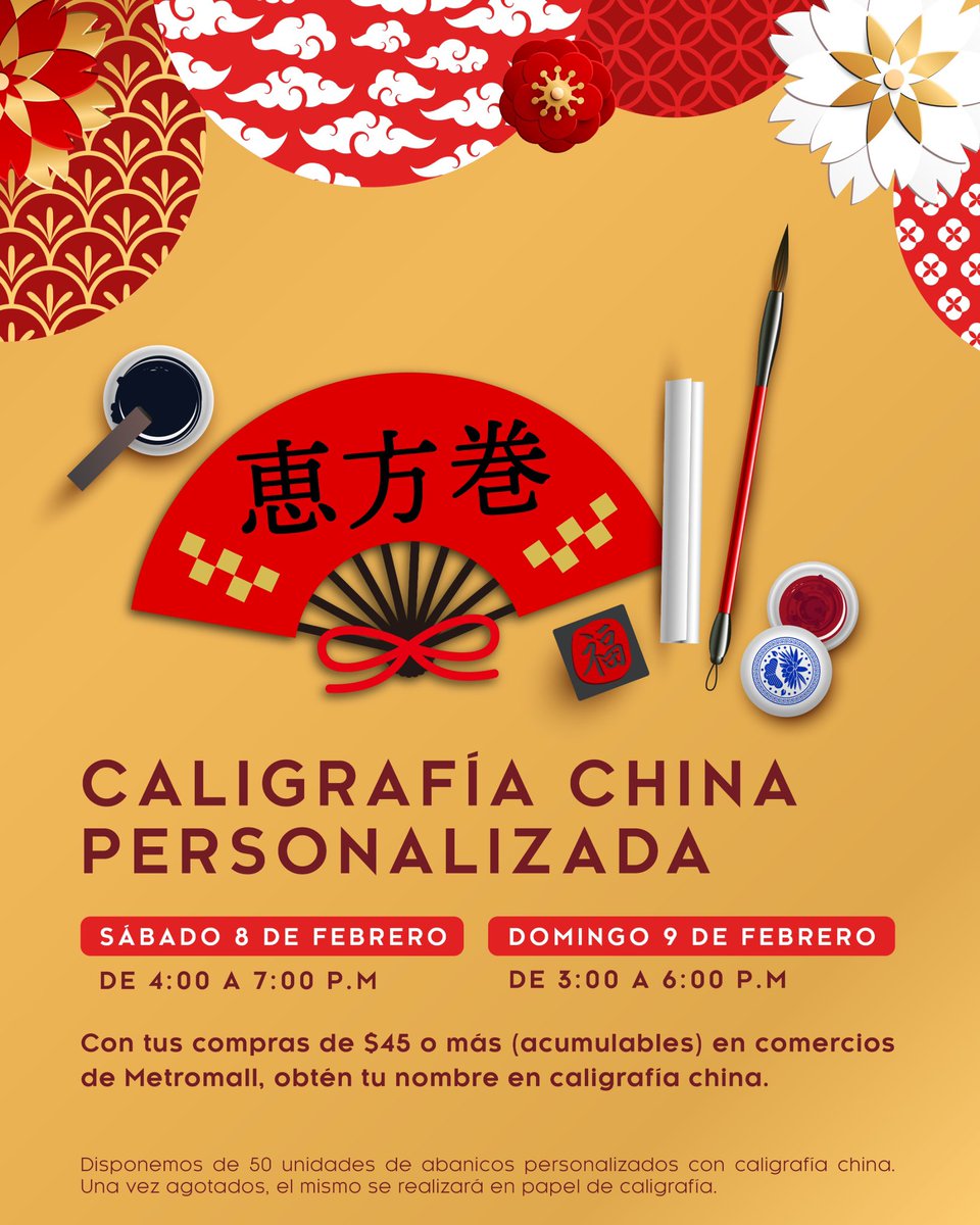 Seguimos celebrando el Año Nuevo Chino 🇨🇳 Este fin de semana, disfruta de la Danza del Dragón junto a los Leones. Y también, te ofrecemos caligrafía china personalizada
Te esperamos en Plaza Rectángulo, Nivel 1 (entre El Machetazo y Columbia )🏮 
#MetromallPTY #AñoNuevoChino