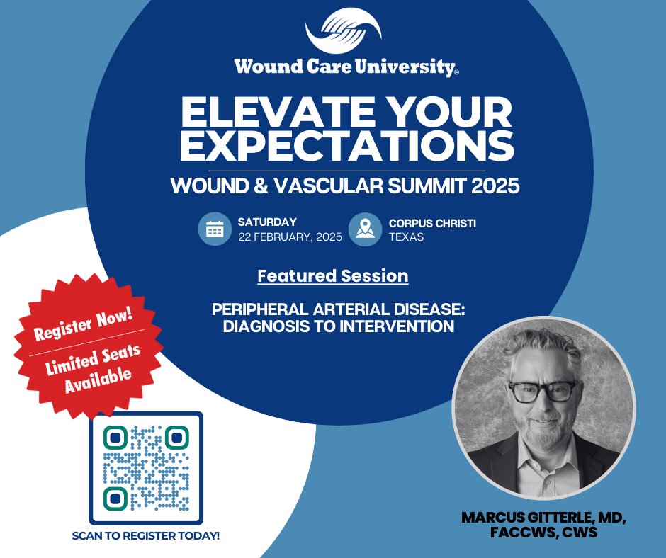 WoundCentrics's tweet image. Take your practice to the next level! Gain expert insights, explore advanced treatment solutions, and connect with industry leaders to improve outcomes in wound care and vascular health.

#WCU2025Summit #WoundCentrics #LimbSalvage #WoundHealing #HealthcareInnovation #CME #CNE
