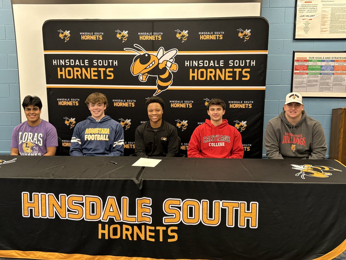 A big congratulations to our five seniors that signed to play at the next level today!

Adam Siddiqui - <a href="/LorasCollegeFB/">Loras Football</a> 
Matthew Jaffrey - <a href="/AugieILfootball/">Augustana Football</a> 
Langston Love - <a href="/QUHawksFootball/">Quincy University Football</a> 
Aiden LaPat - <a href="/Firebirds_FB/">Carthage College Football</a> 
Ryder McMurray - <a href="/FerrisFootball/">Ferris St. Football</a> 

#SouthPROUD