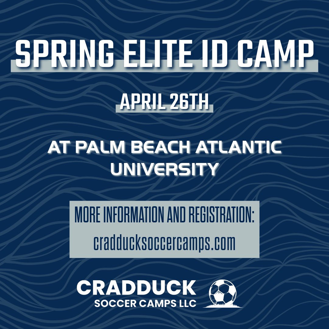 Join us in sunny West Palm Beach, FL for our Spring Elite ID Camp! 

cradducksoccercamps.com