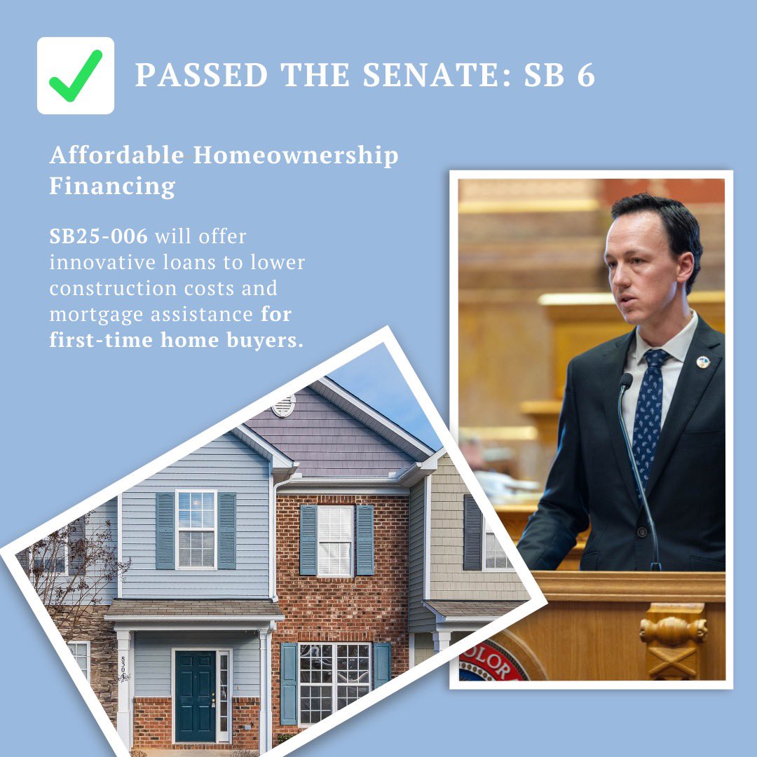 ✅ Good Affordable Housing News! 🏠 

My bill, SB6, passed final vote in the Senate today. This bill creates a financing tool to lower the cost of construction of ‘starter homes’ and provide mortgage assistance to help individuals and families buy an affordable home.