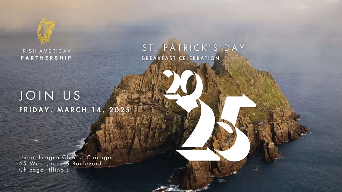 Irish American Partnership (@irishaporg) on Twitter photo Our 2025 St. Patrick's Day Celebration event is now open! #IrishAmericanPartnership #IrishInChicago
Register: bit.ly/3EtIbq3
Join us Friday, March 14 at the <a href="/ulcchicago/">Union League Club</a> to kick-off the season, and have a direct impact on the Partnership mission and grantees. Our 2025 St. Patrick's Day Celebration event is now open! #IrishAmericanPartnership #IrishInChicago
Register: bit.ly/3EtIbq3
Join us Friday, March 14 at the <a href="/ulcchicago/">Union League Club</a> to kick-off the season, and have a direct impact on the Partnership mission and grantees.