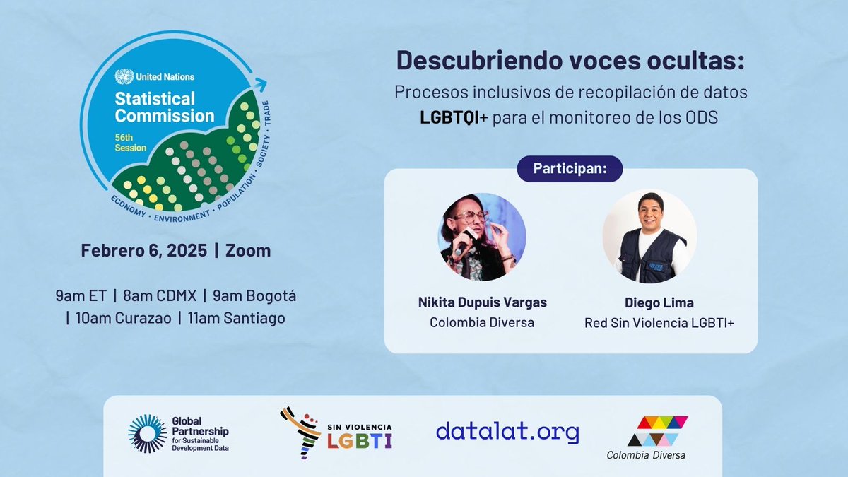 Descubriendo voces ocultas: datos Inclusivos LGBTIQ+  ¡Únete mañana!

Exploraremos cómo los datos inclusivos ayudan a abordar los desafíos  LGBTI+, como las barreras legales o su ausencia en sistemas de datos oficiales. 

👉 Regístrate acá: surveymonkey.com/r/L92W5GV
