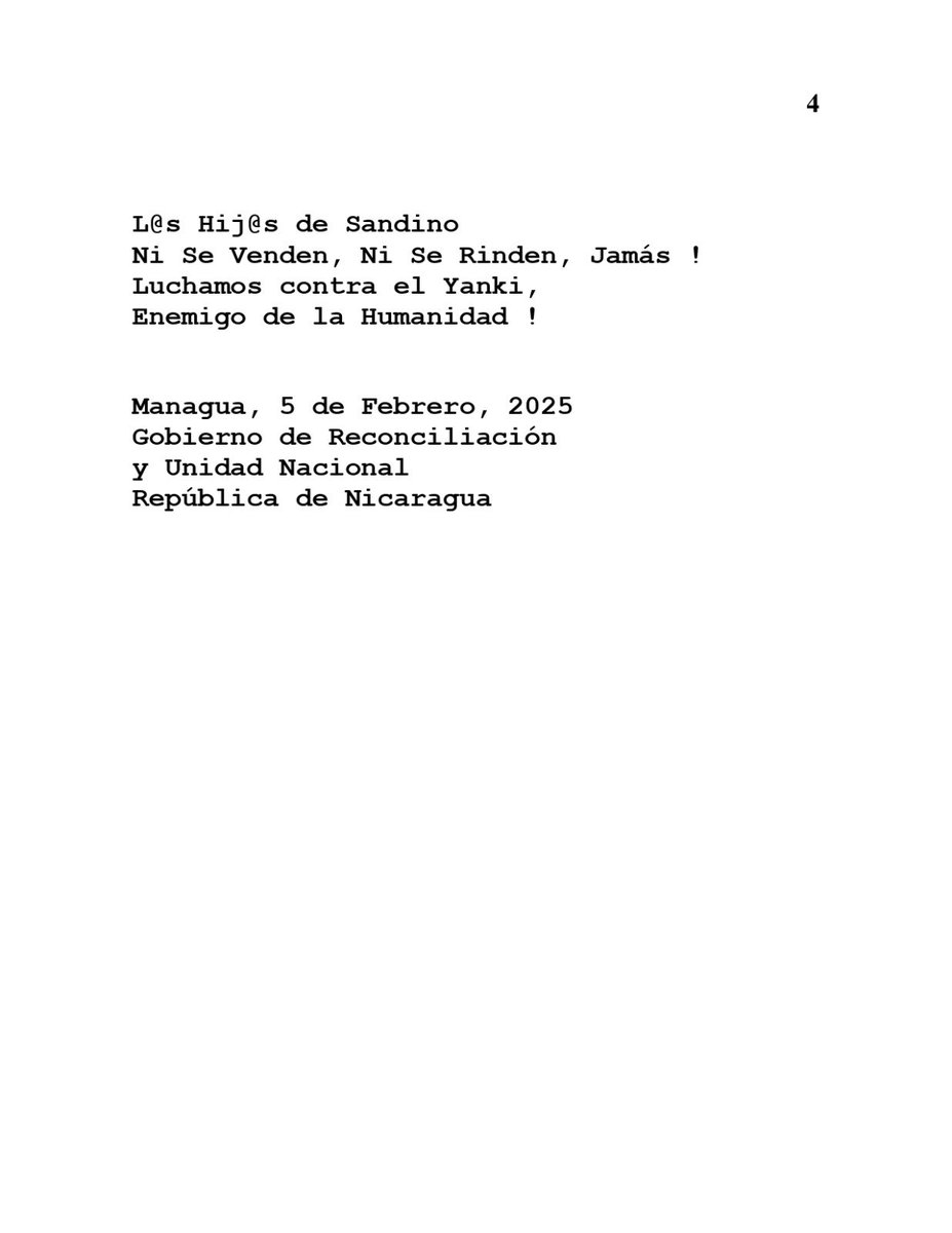 ✊🔴⚫️ El Gobierno de #Nicaragua rechaza con firmeza las declaraciones injerencistas de funcionarios estadounidenses y condena las políticas de dominación que han sembrado sufrimiento y muerte a lo largo del mundo. ¡Basta de imposiciones! Nuestra soberanía no se negocia. 🇳🇮