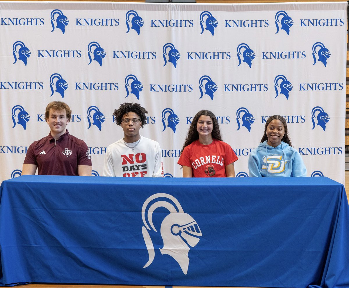 EHS Sports (@ehssports) on Twitter photo Congratulations to our latest college signees! (L-R) <a href="/GrayEvans13/">Gray Evans ✝️</a>- Texas A&M Football, <a href="/C_Houston4/">Christian Houston</a>- Trinity Valley CC Football, <a href="/samqureshey00/">Samantha Qureshey</a>- Cornell Soccer, and Dayla Henderson- Southern Soccer! #KnightsStandOut Congratulations to our latest college signees! (L-R) <a href="/GrayEvans13/">Gray Evans ✝️</a>- Texas A&M Football, <a href="/C_Houston4/">Christian Houston</a>- Trinity Valley CC Football, <a href="/samqureshey00/">Samantha Qureshey</a>- Cornell Soccer, and Dayla Henderson- Southern Soccer! #KnightsStandOut