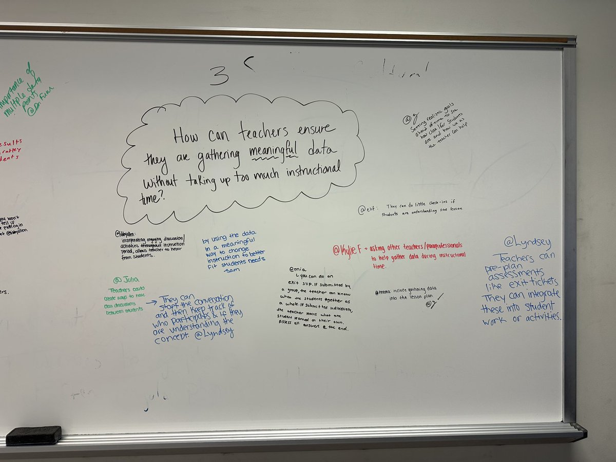 stephsulk's tweet image. Some white board responses from todays discussion about elementary literacy assessment