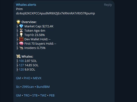 $PRIM
dc4sq92KCKPCCApudMR9XZjEx7kRNnRATrRX57Rpump

Major whales activity detected!                            

Whales Indicator t.me/+uDpZQIZgci0xN…