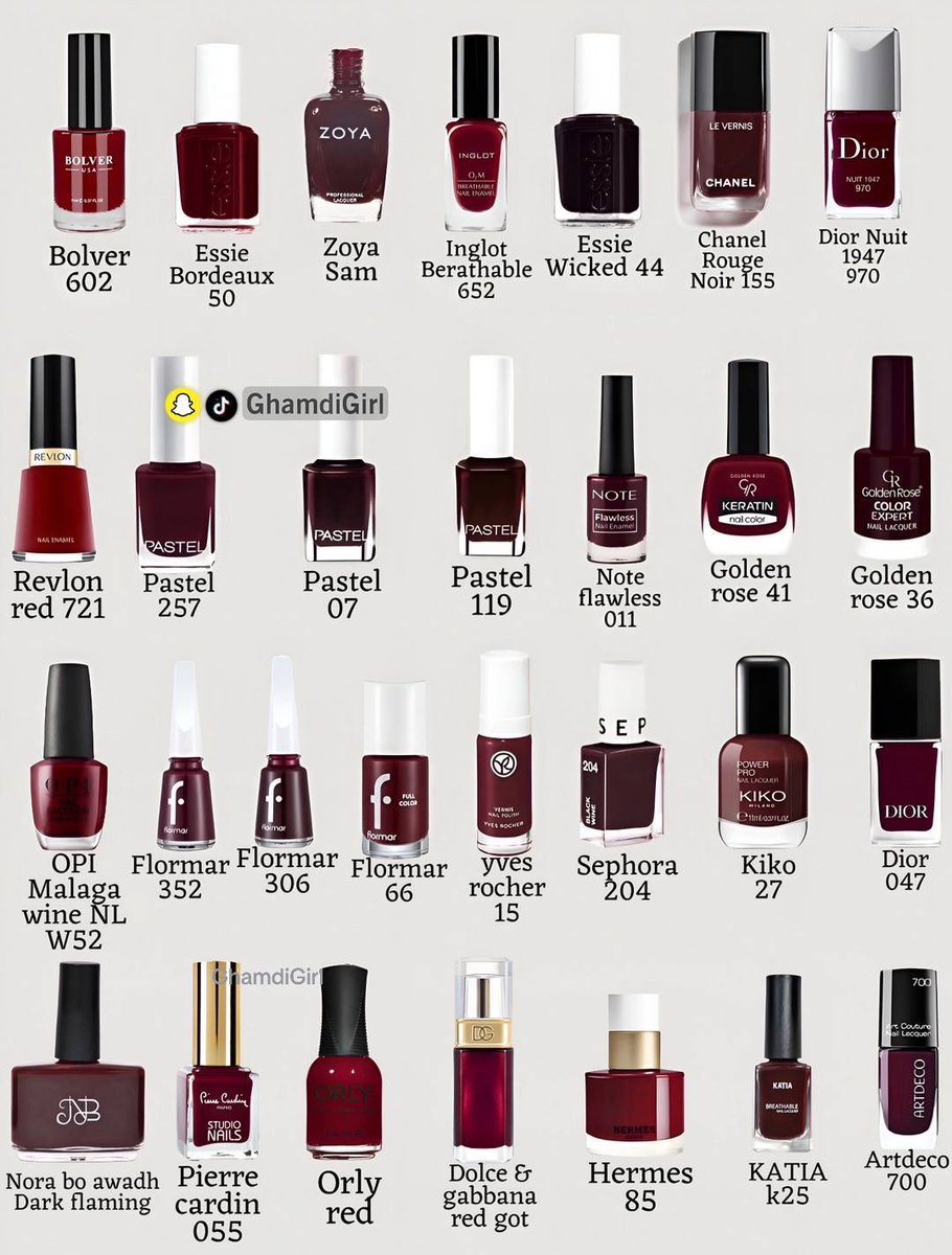 gorgeous4ew's tweet photo. للفائدة:

درجات المناكير الأكثر رواجاً 💅🏻 https://t.co/1db3FVll7g
