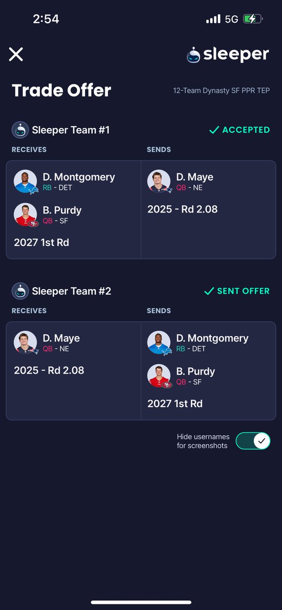 profoundtweeter's tweet photo. @Jek22505 @DynastyNerds Not true! I was offered him and some change for Maye. This is where we ended. https://t.co/JFyWurgw3w