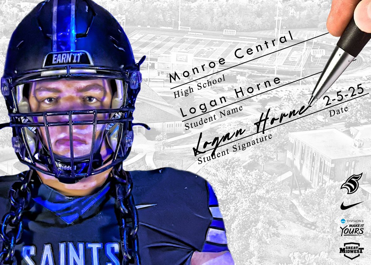 TMU_Football's tweet photo. Welcome to Saints Nation!!

📱@LoganHorne66 
🏫 Monroe Central HS
🏈 @MCGoldenBears_ 

#EarnIt ⚪️⚫️🔵™️ https://t.co/q2im0wE10K