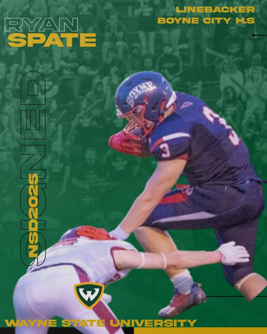 The D Zone (@thed_zone) on Twitter photo Boyne City 2025 MLB Ryan Spate has signed with Wayne State
football.thedzone.com/players/ryan-s…
<a href="/RyanSpate_3/">Ryan Spate</a> <a href="/BCHSRamblers/">Boyne City HS</a> <a href="/WSUWarriorFB/">Wayne State Football</a> Boyne City 2025 MLB Ryan Spate has signed with Wayne State
football.thedzone.com/players/ryan-s…
<a href="/RyanSpate_3/">Ryan Spate</a> <a href="/BCHSRamblers/">Boyne City HS</a> <a href="/WSUWarriorFB/">Wayne State Football</a>