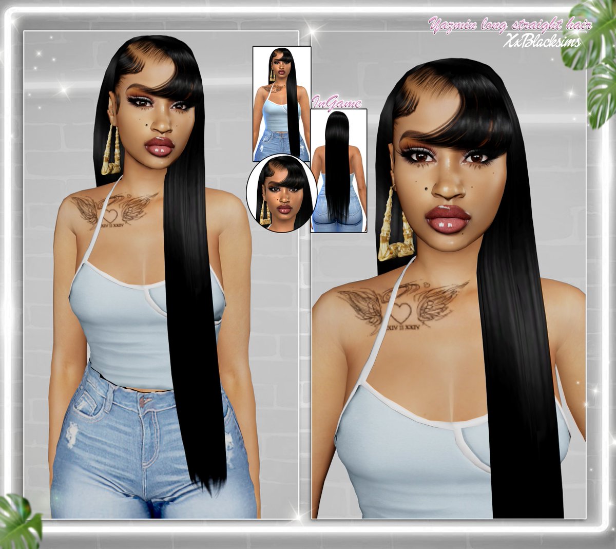 Yazmin Long straight hair 💕❤️Download on my Patreon Link in Bio