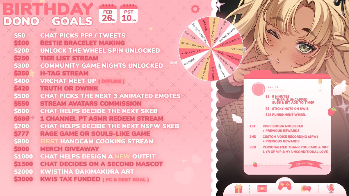I was going to wait to post this but you miss every shot you don't take so I'll do it now! For my bday I'll be attempting an UNCAPPED DONOTHON 💗

Whether or not any goals are met, I'll still be streaming on the 26th!