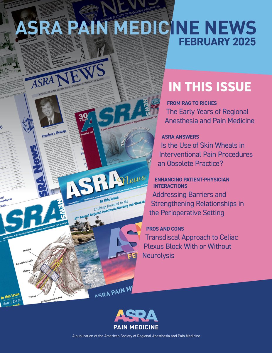 ASRA Pain Medicine (@asra_society) on Twitter photo 📰The Feb 2025 #ASRANews is here, and this issue is not one to miss! To celebrate 50 years of <a href="/ASRA_Society/">ASRA Pain Medicine</a> #ASRA50, we're launching a historical series, starting with a look into <a href="/RAPMOnline/">Regional Anesthesia & Pain Medicine</a>'s early days. Plus, don't miss our new "ASRA Answers" series!➡️ asra.com/feb25news 📰The Feb 2025 #ASRANews is here, and this issue is not one to miss! To celebrate 50 years of <a href="/ASRA_Society/">ASRA Pain Medicine</a> #ASRA50, we're launching a historical series, starting with a look into <a href="/RAPMOnline/">Regional Anesthesia & Pain Medicine</a>'s early days. Plus, don't miss our new "ASRA Answers" series!➡️ asra.com/feb25news