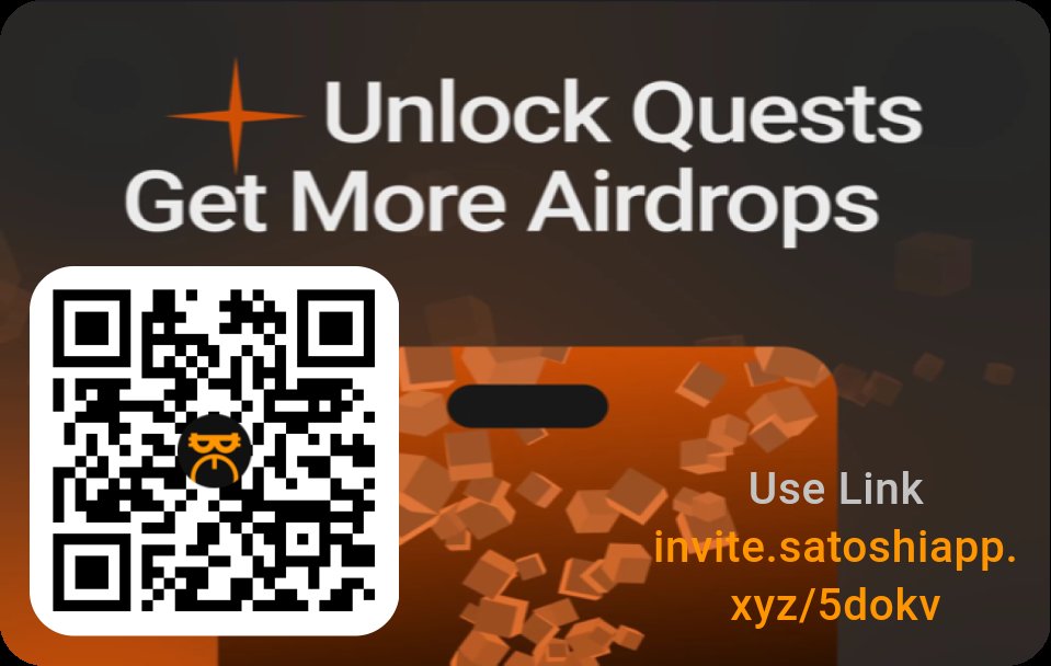invite.satoshiapp.xyz/5dokv 
Join me on Satoshi App, trusted by 16M+ users. Earn free tokens from top web3 projects. It's quick and easy to sign up. Let's grow our crypto portfolios together!