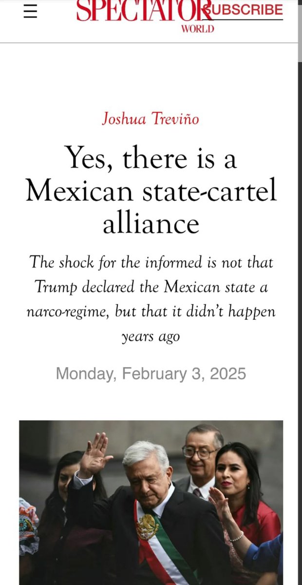 Alejandro 2030 (@alexitesm) on Twitter photo GRAVÍSIMAS ACUSACIONES DE THE SPECTATOR, el diario inglés
Aseguran que el ex presidente AMLO ha estado en la nómina del Cártel de Sinaloa en los últimos 20 años
Aquí la nota completa "Yes, there is a Mexican state-cartel alliance" thespectator.com/mexico/mexican…, <a href="/TheSpectator/">The Spectator World</a> GRAVÍSIMAS ACUSACIONES DE THE SPECTATOR, el diario inglés
Aseguran que el ex presidente AMLO ha estado en la nómina del Cártel de Sinaloa en los últimos 20 años
Aquí la nota completa "Yes, there is a Mexican state-cartel alliance" thespectator.com/mexico/mexican…, <a href="/TheSpectator/">The Spectator World</a>