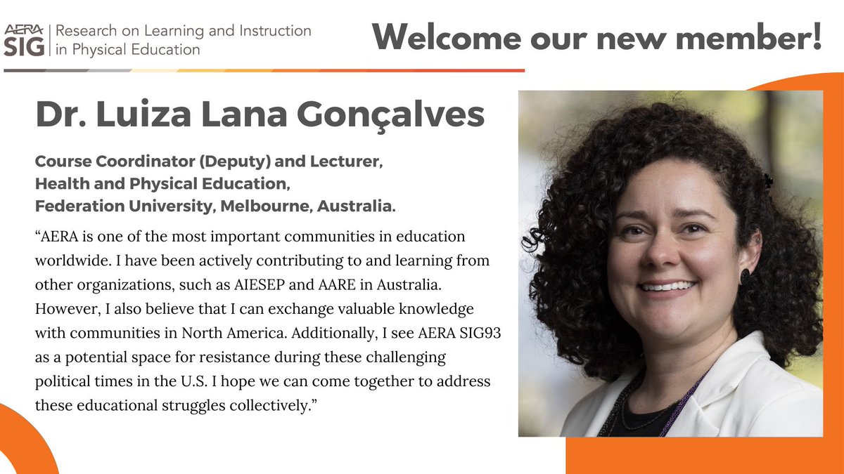 Please welcome our new member, Dr. Luiza Lana Gonçalves 😄 And share this post with someone you feel may be interested in AERA SIG93!