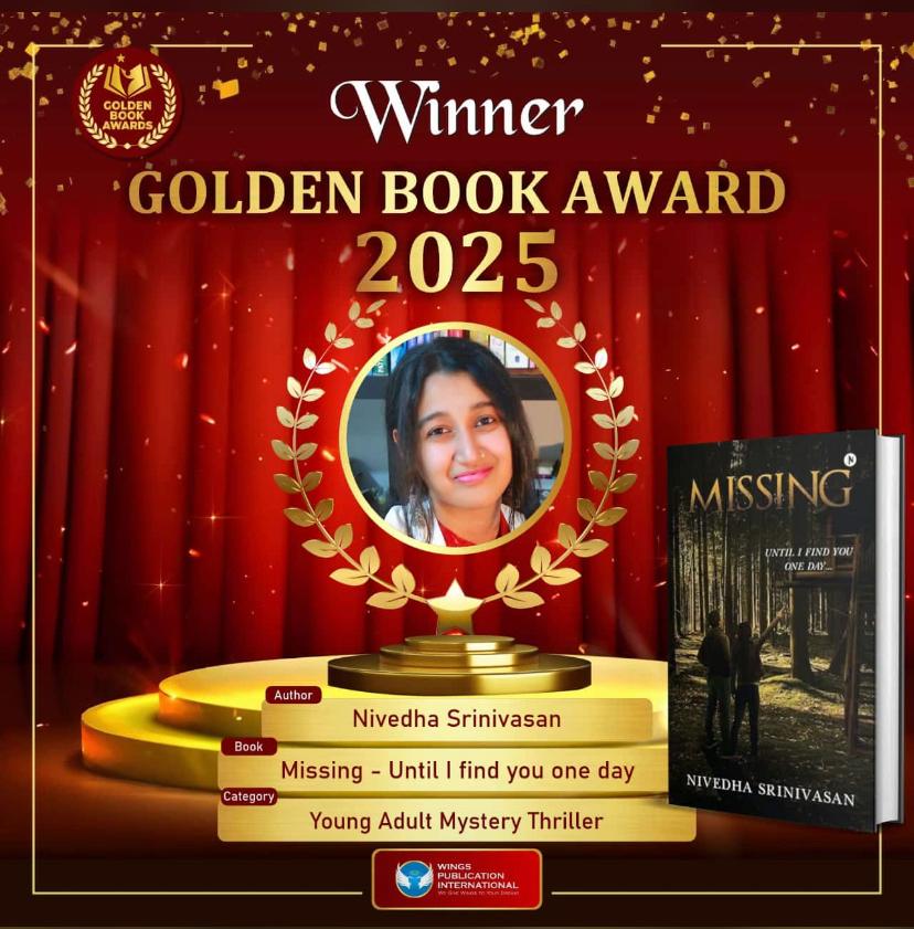 Congratulations to our postgraduate student , Dr Nivedha Srinivasan on being recognized for her exemplary book.🎉 Best wishes to you and we look forward to your writing.👏