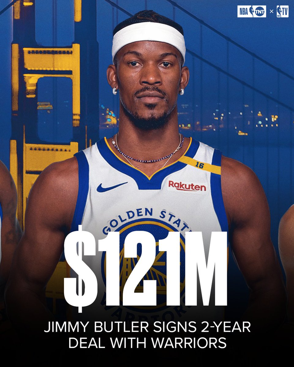 なおジミー・バトラーとウォリアーズは 2年総額1億2100万ドル (日本円で約184億円) での契約延長に合意したとのこと。  ウォリアーズ、勝負をかけましたね🧐 https://t.co/TRkrb6XD5K