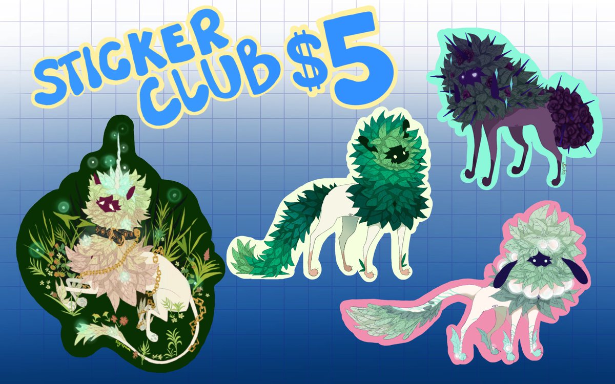 I just launched a new thing called STICKER CLUB! Subscribe for as low as $5 a month and you get a sticker plus occasional other goodies! I need 10 people to join to make it a lasting thing so plz consider! ko-fi.com/summary/d79cd9…