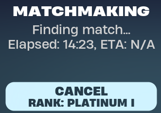 designerdrummer's tweet photo. @FortniteStatus OG Ranked queue times past Gold are most likely broken. Been like this for months. Please look into and fix, thank you! (more proof: https://t.co/9rHQ0jSuMr) https://t.co/vPTAs1hNwf