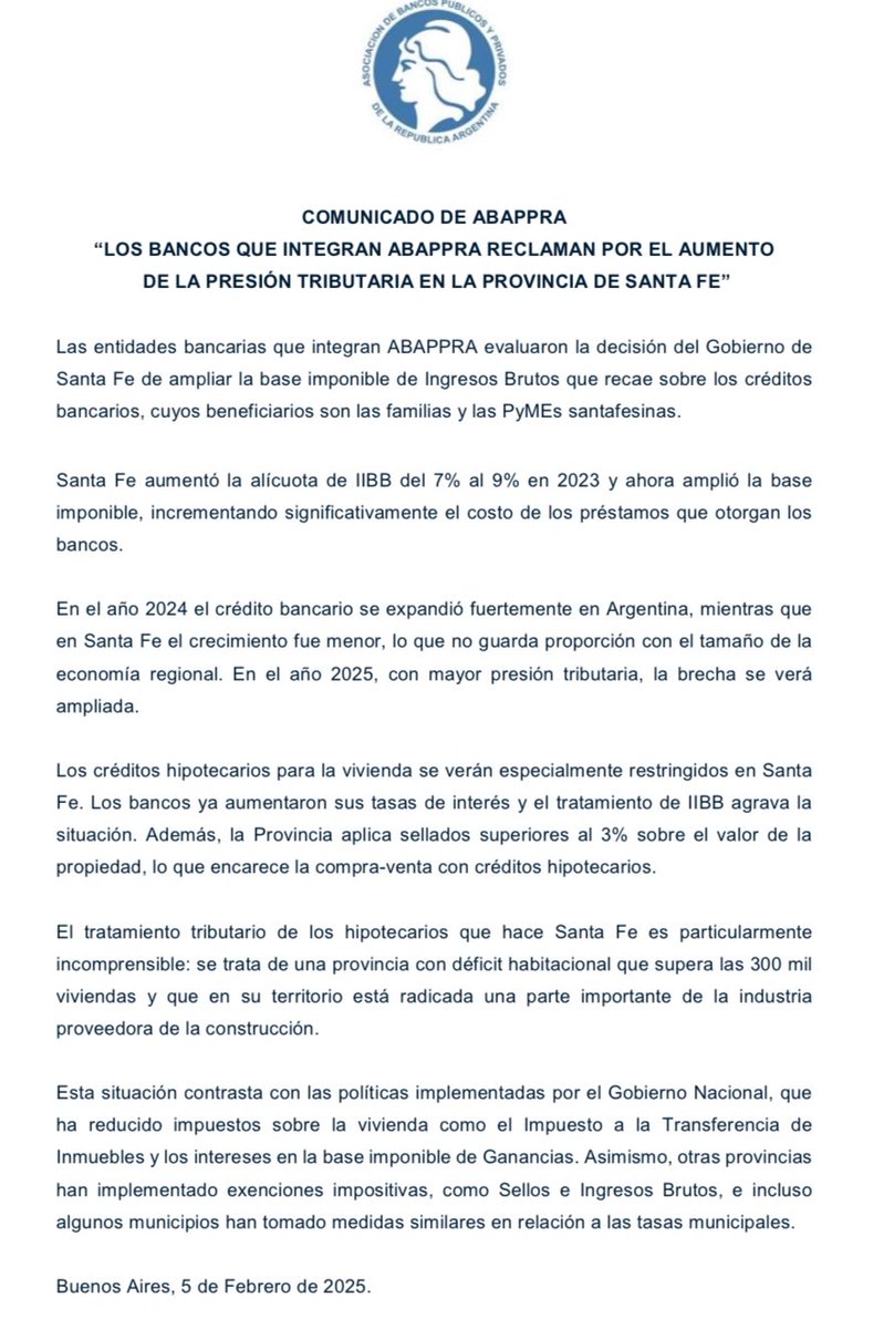jpmarino79's tweet photo. 🚨🚨🚨 LOS BANCOS PÚBLICOS Y PRIVADOS DE ABAPPRA RECLAMAN POR EL AUMENTO DE LA PRESIÓN TRIBUTARIA EN LA PROVINCIA DE SANTA FE https://t.co/mQGPezW0cR