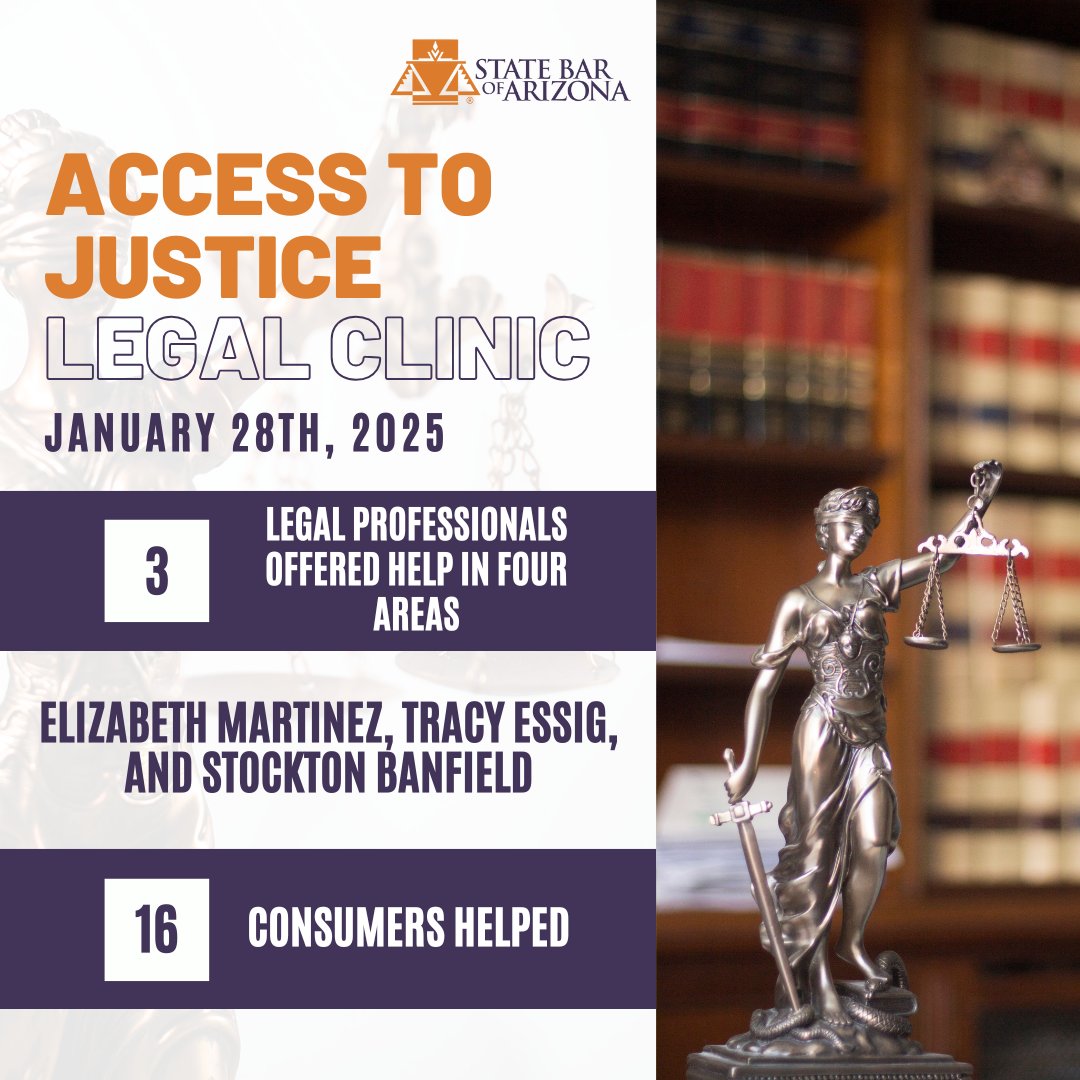 We started the year off strong with our first Access to Justice Legal Clinic of 2025! On January 28th, three legal professionals volunteered their time and helped 16 consumers receive one-on-one assistance with their legal concerns. See you at the next one!
#AccesstoJustice
