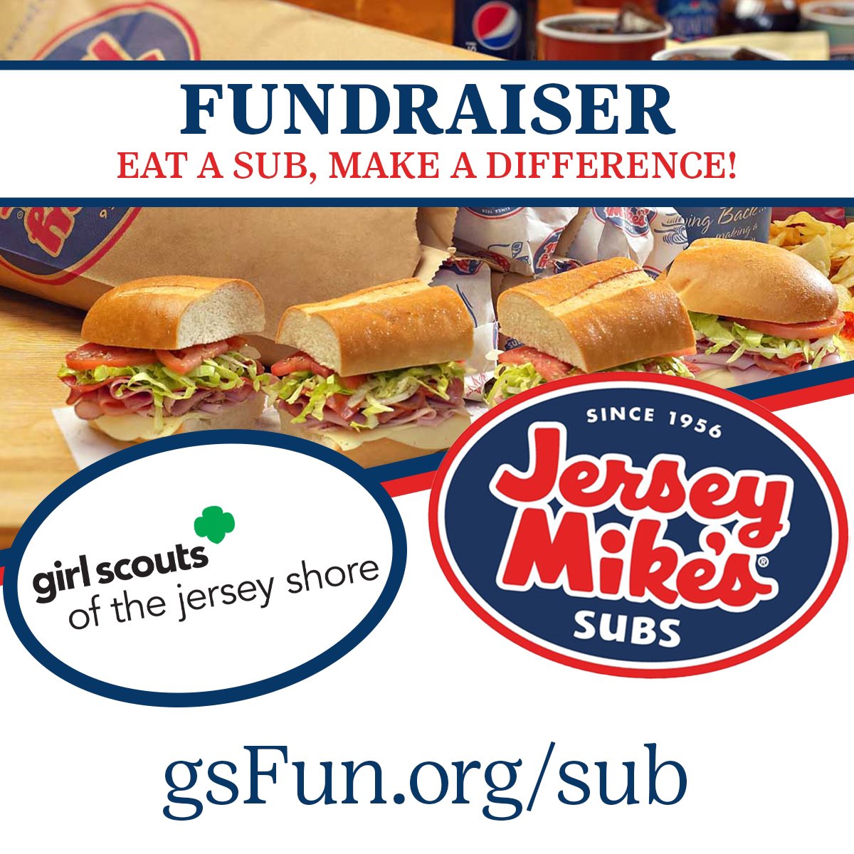Good goes beyond the sub! 🥪💚✨ This Monday, February 10th join us for lunch…or dinner at Jersey Mike’s Subs in Freehold, 3528 Route 9 South and 10% of both in store and online sales will be donated to GSJS! Learn more at gsFun.org/sub