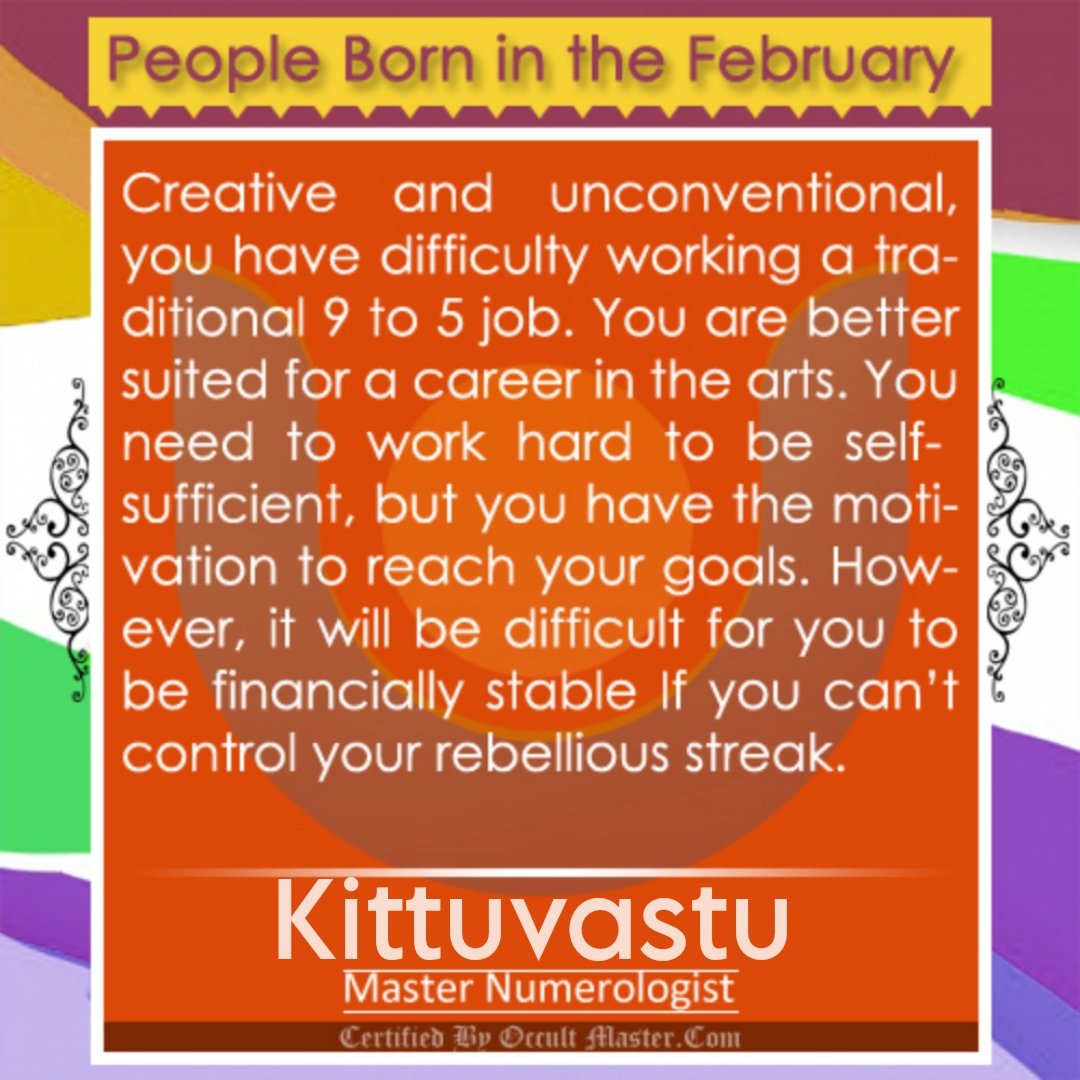 kittuvastu's tweet photo. Did Your Birthday coming in February Month?
#Vastu #Numberdontlie #numerology #ASTRO
#astrology #InvitationToWorld_WithRegard
#VidaamuyarchiFDFS
#LifeLessons https://t.co/3od8tiUu33
