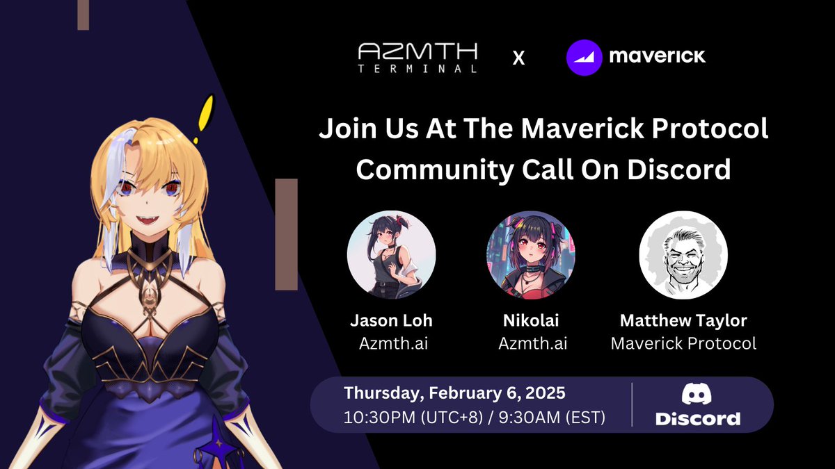🚨 HUGE ANNOUNCEMENT INCOMING 🚨

For the first time ever, we're pulling back the curtains! 

Join the Azimuth Terminal team (creators of <a href="/suiyutarot/">SAI</a>) for our FIRST-EVER Community Call with <a href="/mavprotocol/">Maverick Protocol</a>! 

🔮 Sneak peek at what we're cooking
💥 Major announcement for $MAV holders
