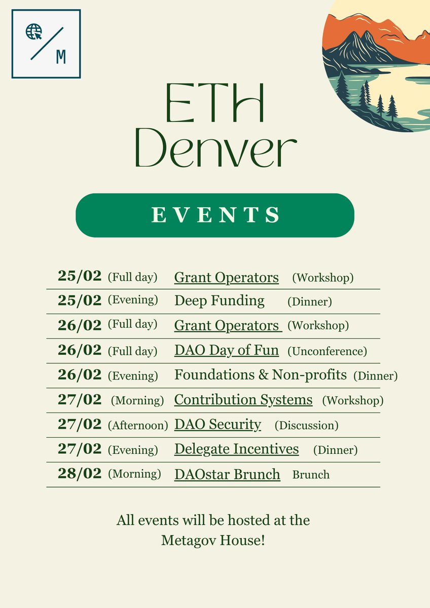 . <a href="/metagov_project/">Metagov</a> workshop on contribution systems at <a href="/EthereumDenver/">ETHDenver 🏔🦬🦄</a>! Register now if you are working on this. lu.ma/la0miubc?local…