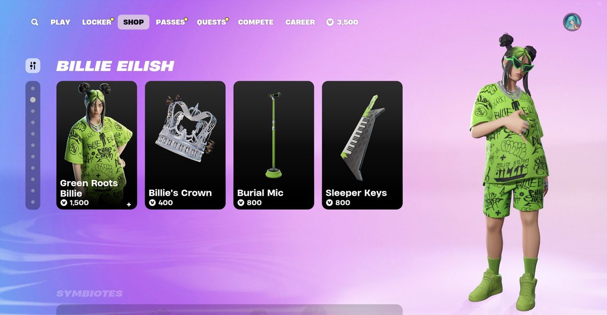 tPurTV's tweet photo. BILLIE EILISH (Green) IS IN THE SHOP FOR THE FIRST TIME 🔥

GET HER HERE: https://t.co/ikOvB4hjsK
Use Code "TPUR" If you'd like to support me ❤️ #EpicPartner https://t.co/I4FSOTuw4h