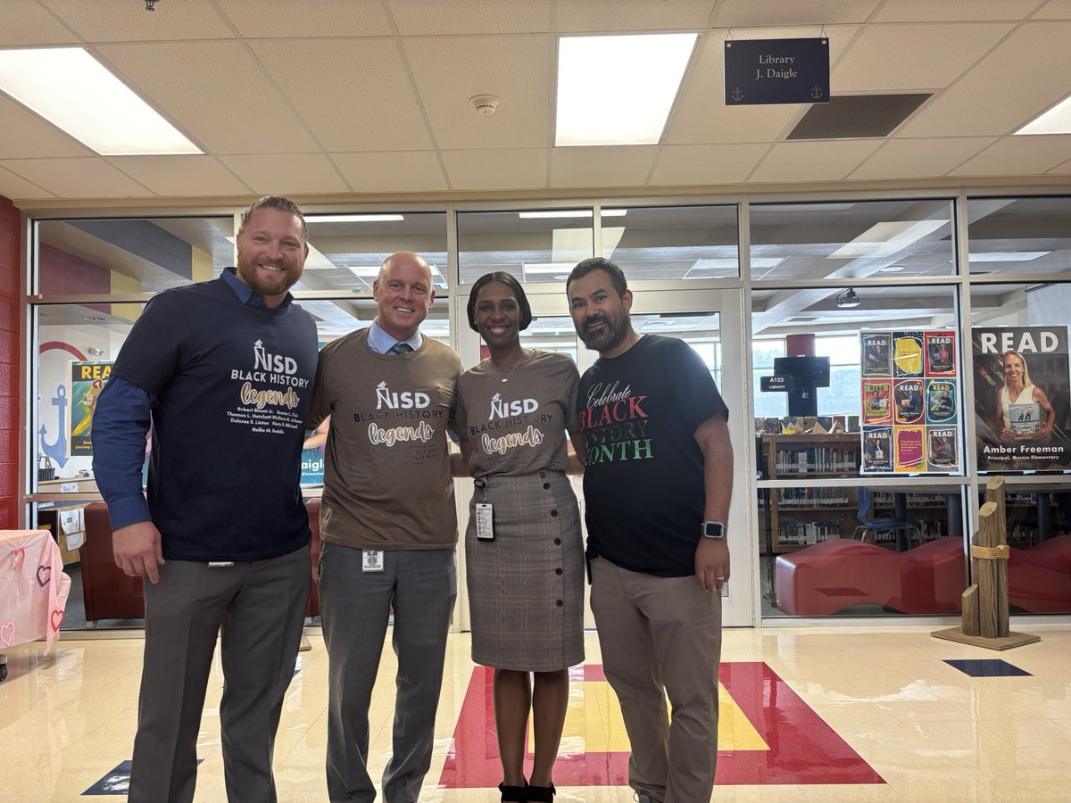 We were so honored to have Dr. Craft our NISD superintendent and Mr. Bobbie Blount Jr. our NISD Board President join us for our annual Black History Celebratory photo! We are proud at Murnin to celebrate the accomplishments of our NISD Black History legends! #NISD #Murnin