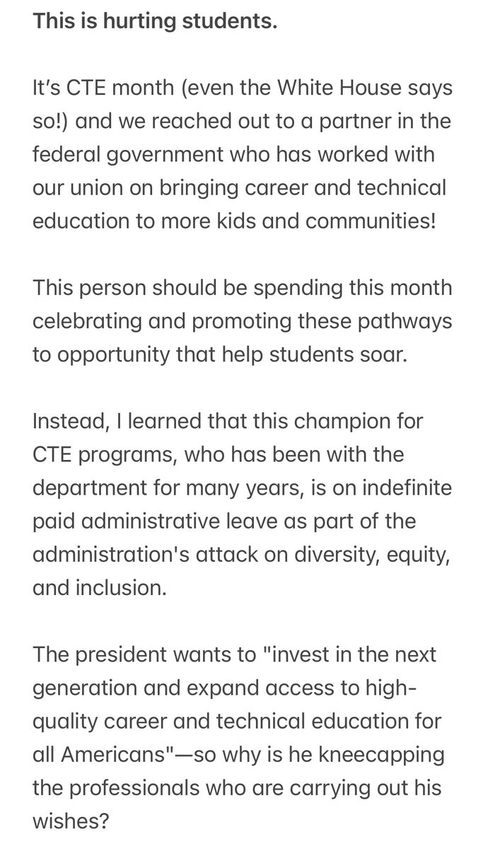 This is what's happening at the Education Department now. I don't care about bureaucracy, but I care about what we can do for students—and this is hurting students!