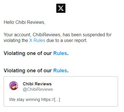 p9cker_girl's tweet photo. WTF @ChibiReviews GOT SUSPENDEDπ± https://t.co/EMxoPw08cJ