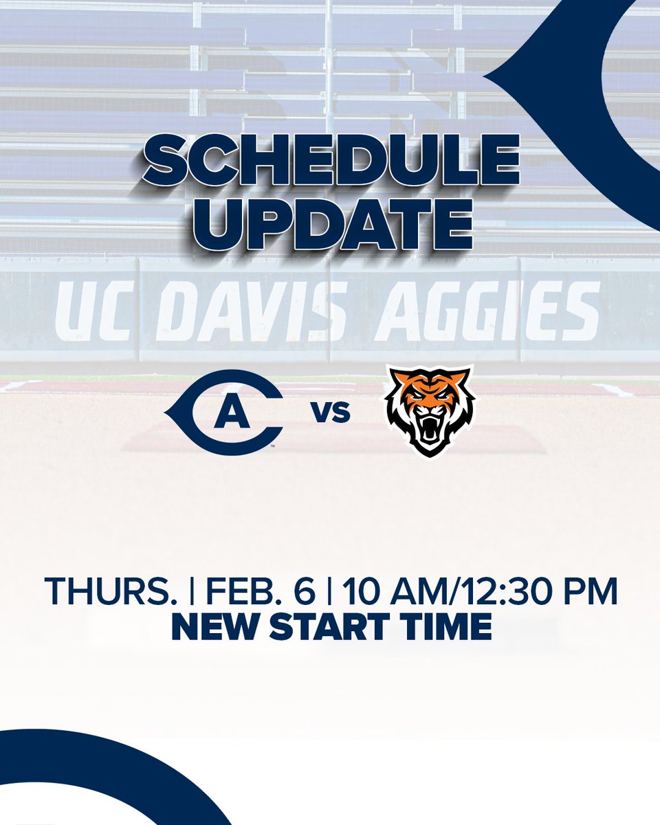 🚨 TIME CHANGE 🚨

The 2025 season opener has been bumped up a few hours!

🆚 Idaho State (DH)
⌚️ 10 AM/12:30 PM
📍 La Rue Field

#GoAgs