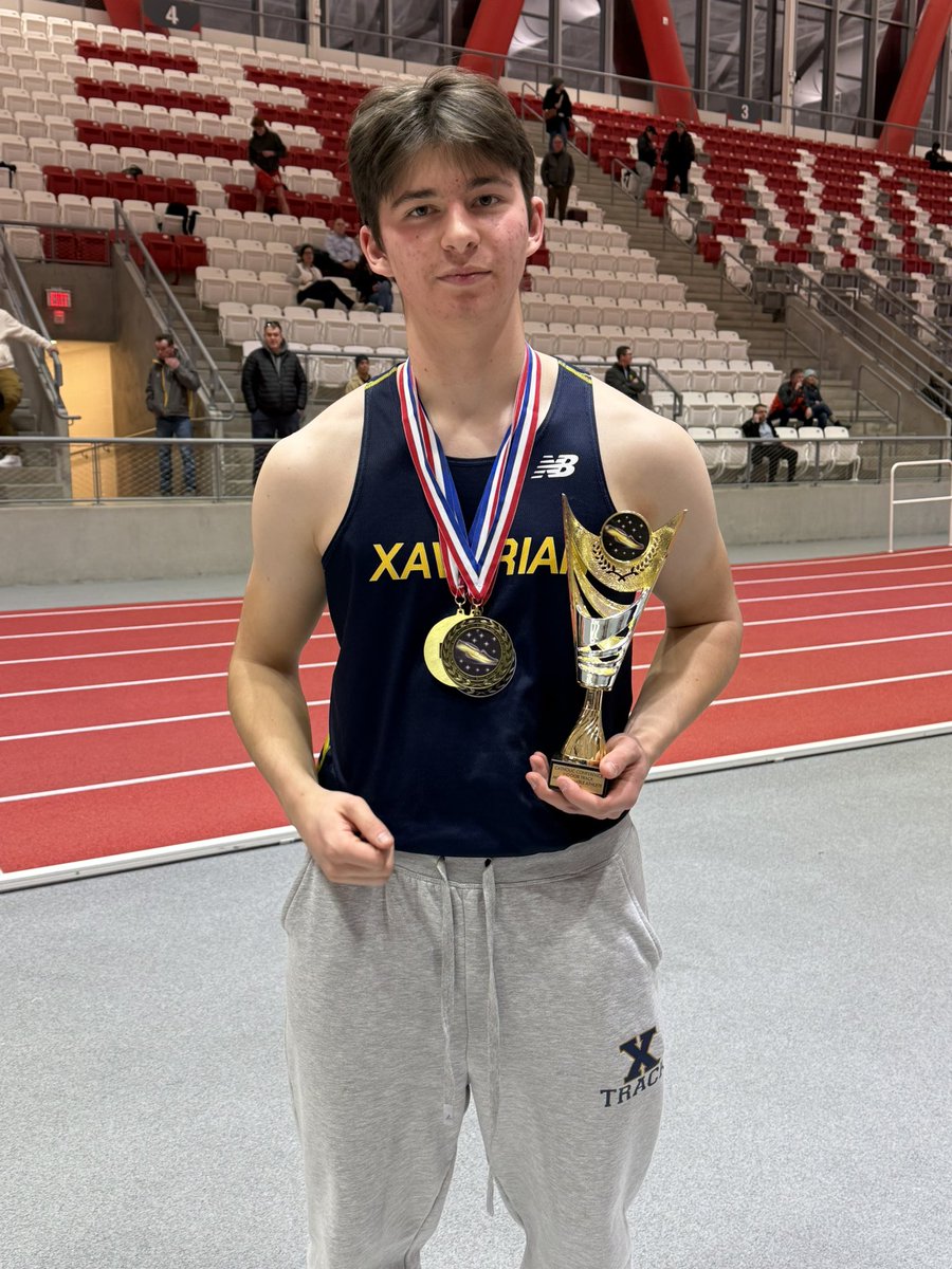 Congratulations to Alex Todorov who won the 55m and 300m and broke the new balance facility record in the 55m in the Catholic Conference Championship. Alex also set a new school record in 55m and 300m and was named the League MVP.