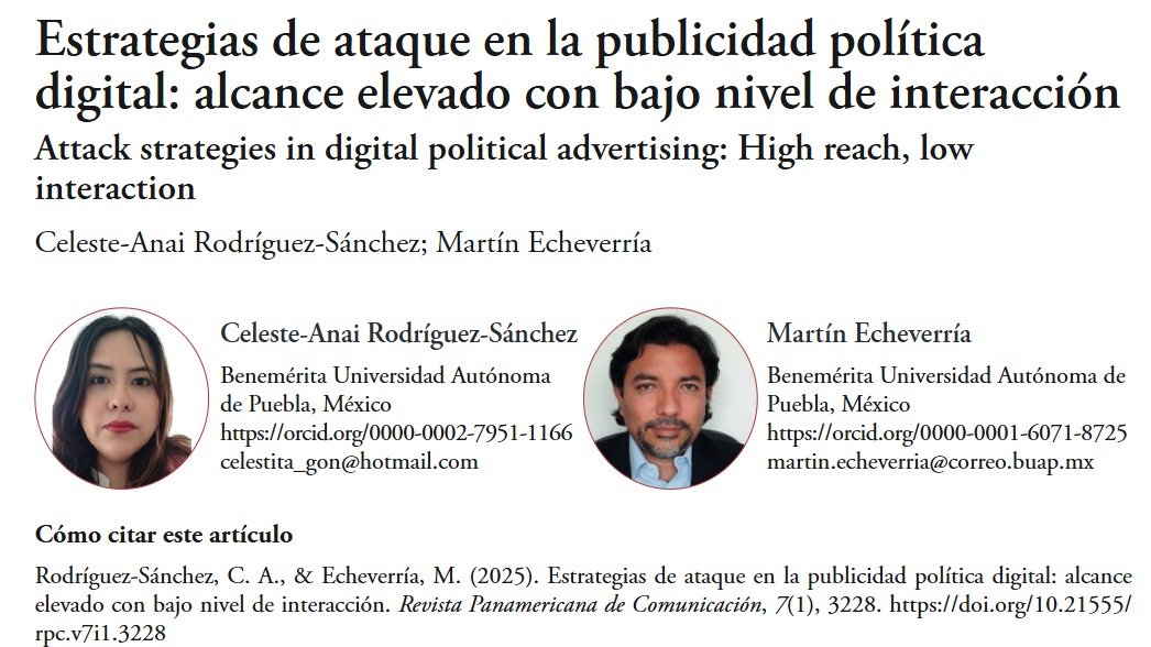 RPanaCom's tweet photo. ¿La publicidad política negativa genera más impacto en redes?
Celeste Anai Rodríguez  y @martechev analizaron el proceso electoral del Edomex 2023 y encontraron que los spots de ataque son más vistos y comentados, pero no siempre generan mayor engagement
🔗https://t.co/sRyUza3OYH https://t.co/SXttK8JL18