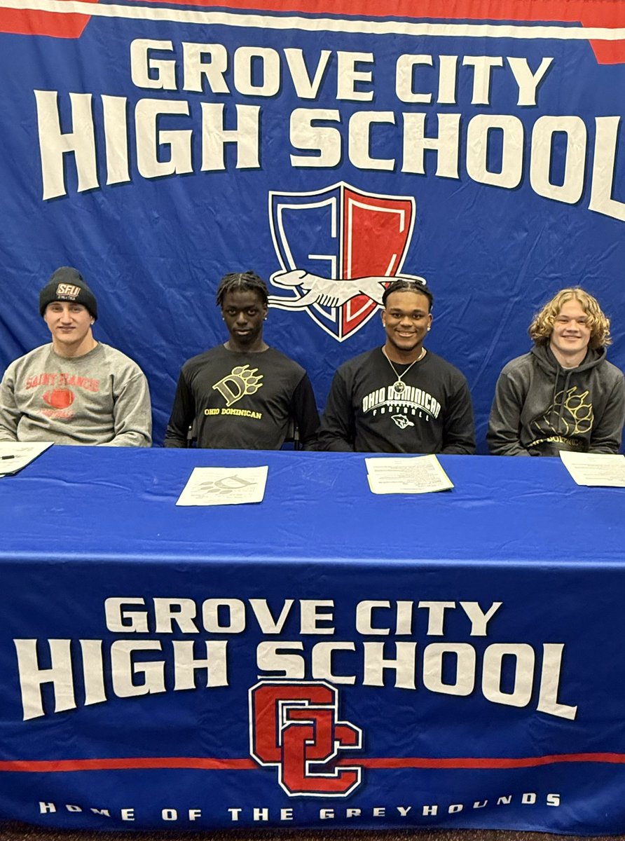 Congrats to our athletes for committing to play college football next year! 
<a href="/Myles_GHutch/">Myles Hutchinson</a> committing to play at St. Francis (PA)
<a href="/AhmedKhalifJr/">Ahmed khalif</a> <a href="/TyPoole8/">Ty Poole</a> and <a href="/ParkerToadvine/">Parker Toadvine</a> all committing to play at Ohio Dominican!

Proud of you boys! All that hard work paid off! #RecruitGC