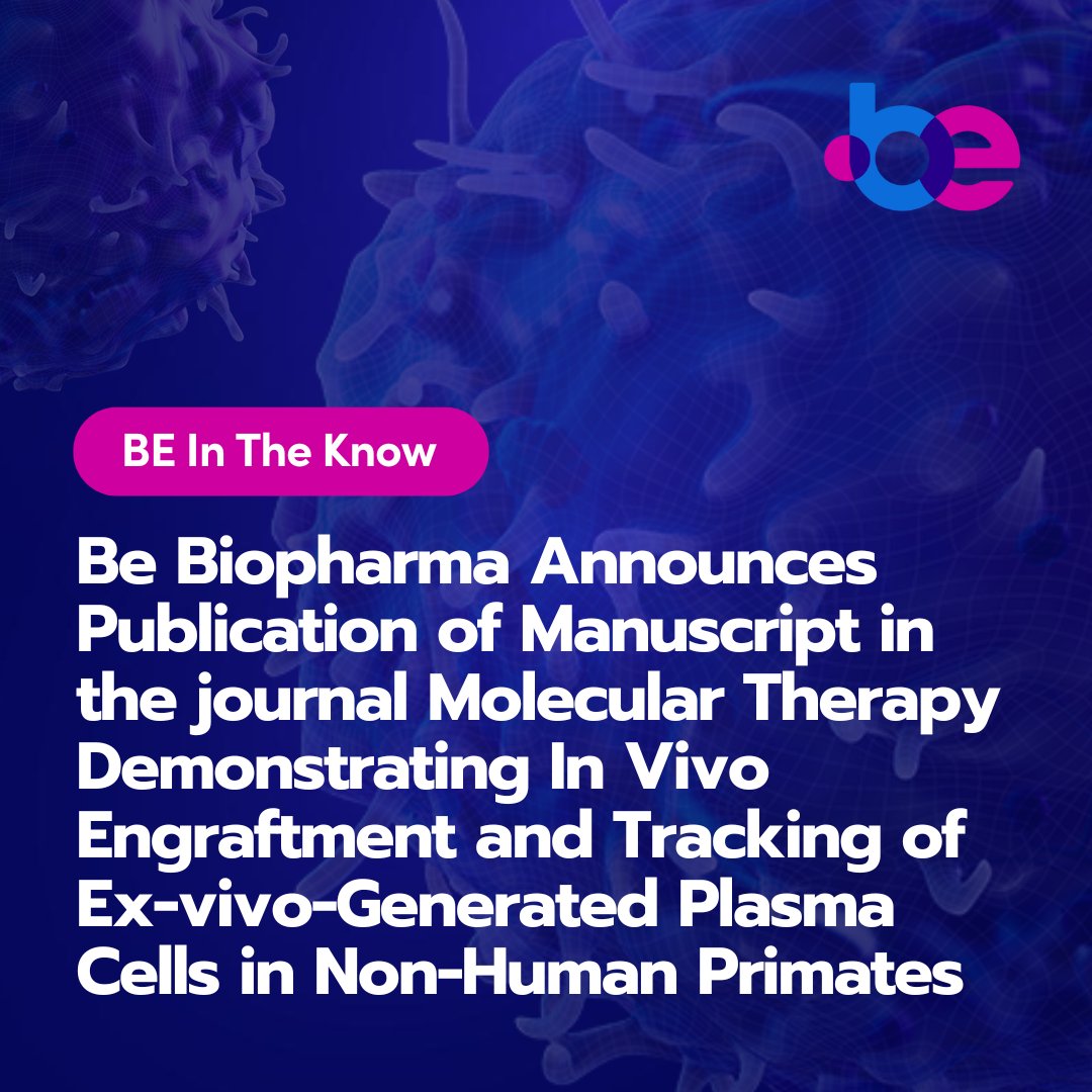 Be Biopharma (@bebiopharma) on Twitter photo We’re excited to announce the publication of our NHP manuscript in <a href="/MolTherapy/">Molecular Therapy</a>. cell.com/molecular-ther… We’re excited to announce the publication of our NHP manuscript in <a href="/MolTherapy/">Molecular Therapy</a>. cell.com/molecular-ther…