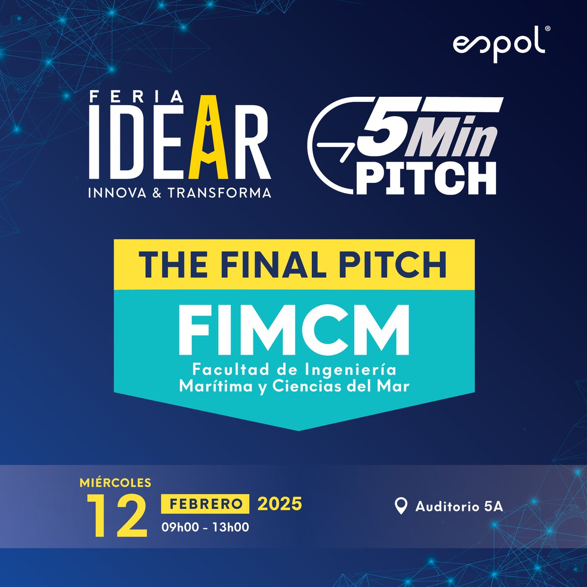 fimcmespol's tweet photo. 🚀🎉 ¡La gran final del #5minPITCH está cerca! 🔥 Estudiantes de #Acuicultura, #Oceanografía e #IngenieríaNaval presentarán sus proyectos más innovadores.
📅 Mié. 12 de feb
⏰ 09h00 - 13h00
📍 Auditorio STEM
¡No te lo pierdas! 🙌 #FIMCM #ESPOL #Innovación #Ciencia https://t.co/uGrfanUQwV