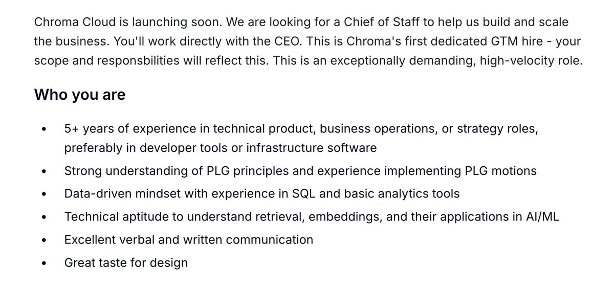 i'm hiring a chief of staff to work directly with me at chroma

90% chance i find this person through X: the everything app

please help me find this person!