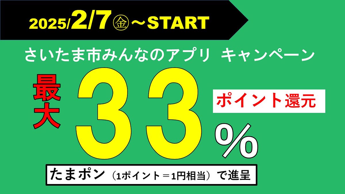 card_res's tweet photo. 「さいたま市みんなのアプリ」が最大33％還元

https://t.co/1gU5at6zVb
#さいたま #キャンペーン https://t.co/ClFzROMl5y