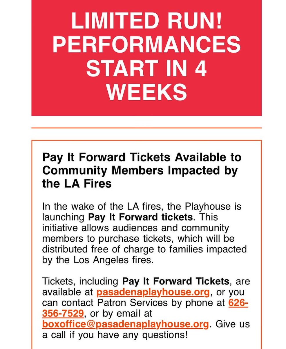I’m thrilled to announce I’ll be directing TOPDOG/UNDERDOG staring <a href="/bboyinc/">Felix</a> and Brandon Michael Hall at the @pasadenaplayhouse, with performances running from February 26th to March 23rd. 

The Playhouse is also launching a fantastic initiative—Pay It Forward Tickets 🙌