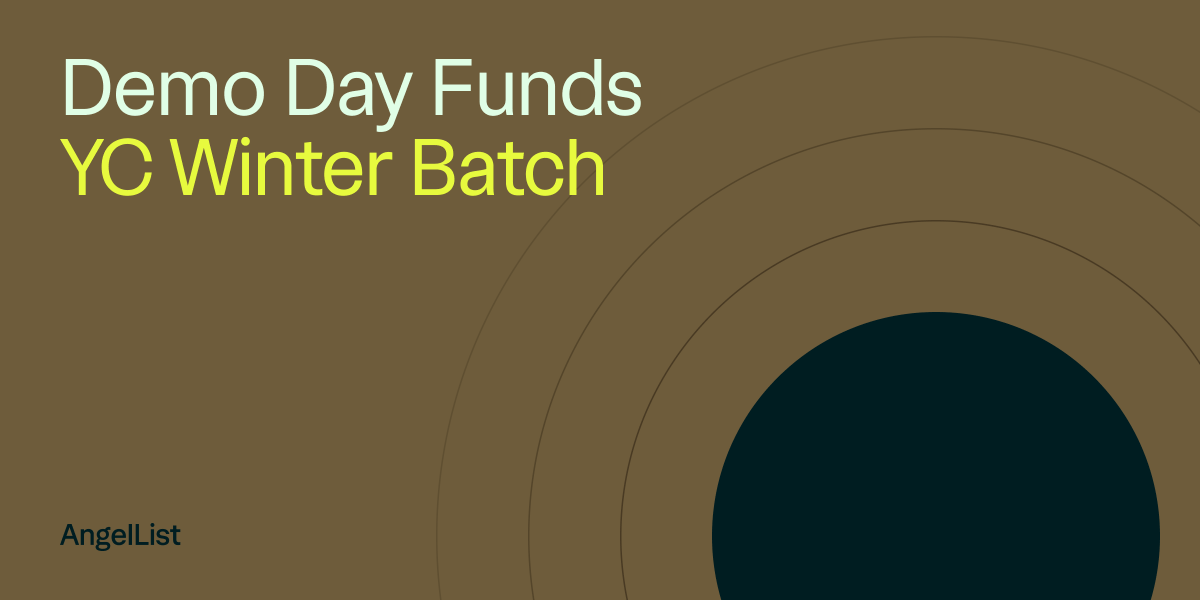 AngelList (@angellist) on Twitter photo The AngelList Demo Day Funds for the YC Winter 2025 (W25) batch are live!
Led by <a href="/bhbryant/">Benjamin Bryant</a>, <a href="/ramiessaid/">Rami Essaid</a>, <a href="/JdotJdotF/">J.J. Fliegelman</a>, and <a href="/YahyaMokh/">Yahya Mokhtarzada</a>, these funds provide access to the next batch of YC startups with a single check. angellist.com/investors/demo… The AngelList Demo Day Funds for the YC Winter 2025 (W25) batch are live!
Led by <a href="/bhbryant/">Benjamin Bryant</a>, <a href="/ramiessaid/">Rami Essaid</a>, <a href="/JdotJdotF/">J.J. Fliegelman</a>, and <a href="/YahyaMokh/">Yahya Mokhtarzada</a>, these funds provide access to the next batch of YC startups with a single check. angellist.com/investors/demo…