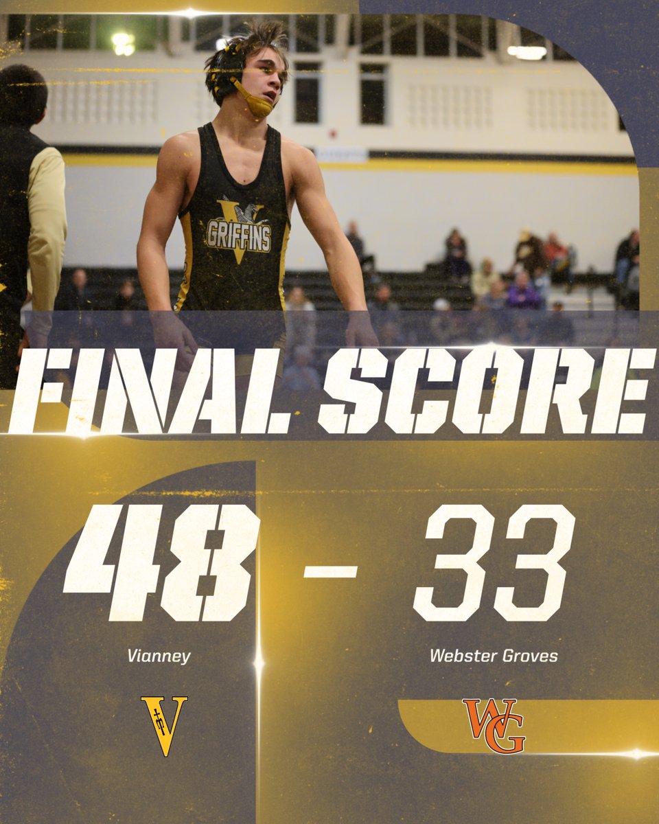Vianney Wrestling with a dual victory over Webster Groves. ⚫️🟡💪