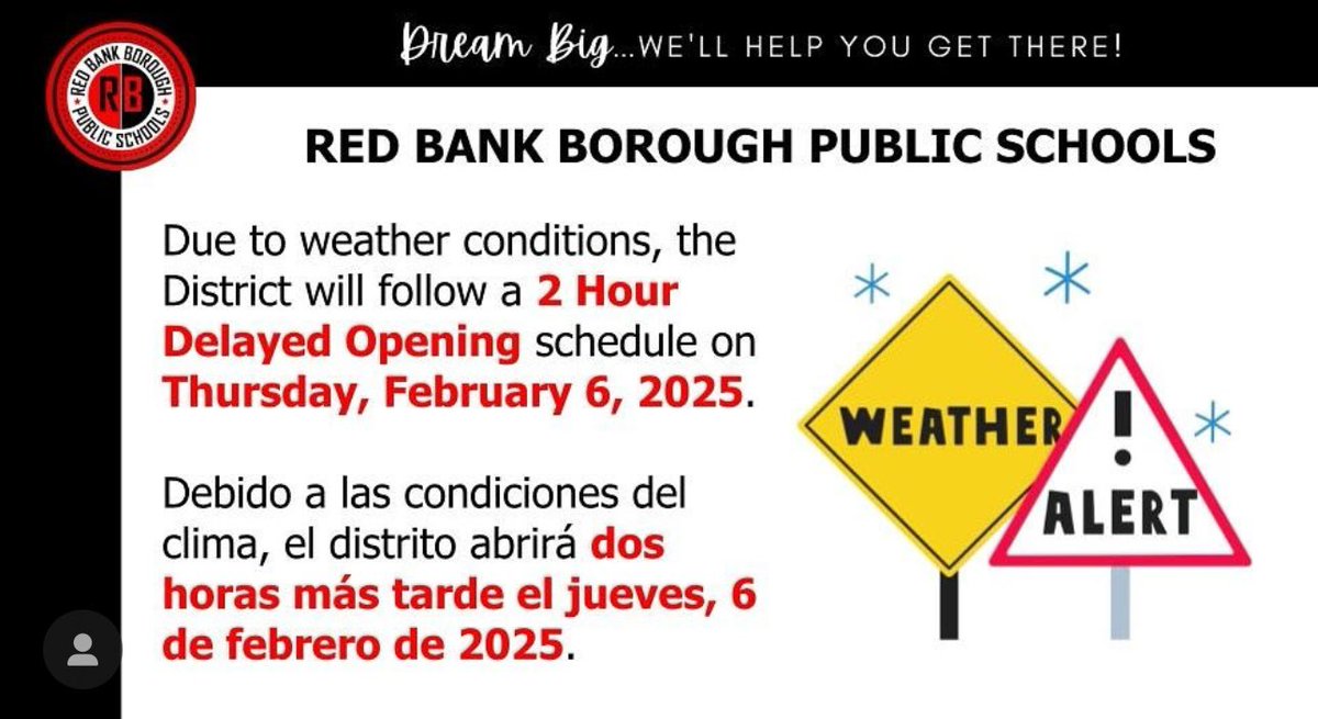 ⚠️FYI⚠️ <a href="/rbmsROCKETS/">Red Bank Middle</a> <a href="/rbpsEAGLES/">Red Bank Primary</a> <a href="/DreamBigRB/">Luigi Laugelli</a> #RBBisBIA