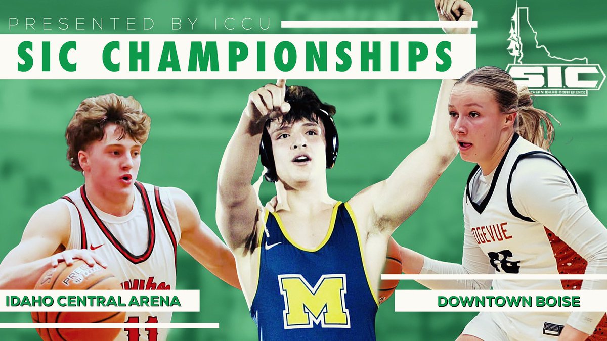 🚨SIC CHAMPIONSHIPS 🚨

Join us downtown for HUGE conference championship games! 

🏀 GBB (Feb 12) 5A 6:30 6A 8:00
🤼 WRES (Feb 18) 6A 12:00 (Feb 19) 5A 11:00
🏀 BBB (Feb 28) 5A 6:30 6A 8:00 

Thanks to ICCU for the season long support of the SIC brackets➡️sicathletics.org