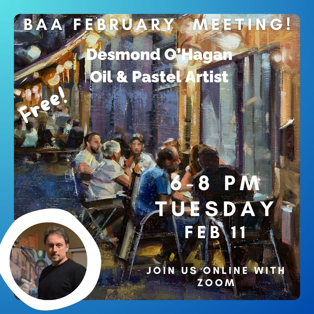 BoulderArtAssoc's tweet photo. Join us on ZOOM
Tuesday, February 11th 6:00 - 8:00 PM
FREE! All are Welcome! 

Registration required - Get the link on BAA Meetup and/or our website: https://t.co/6G95XMT7WG https://t.co/DYefcVFFCd